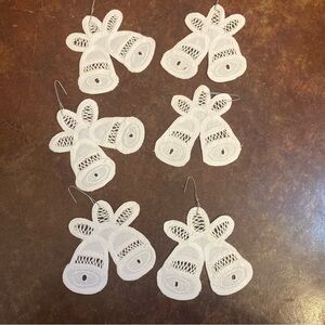 Set of 6 Battenburg Lace Bell Shaped Christmas Ornaments